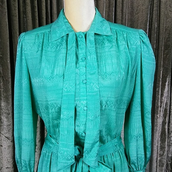 Mihang Long Sleeve Teal Green Dress - Picture 6 of 7